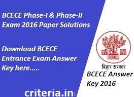 bcece answer key 2016