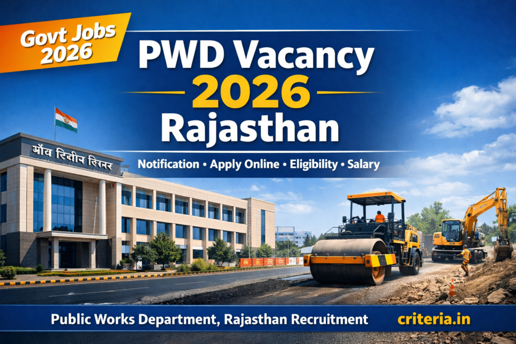 PWD Vacancy 2026 Rajasthan | Notification Eligibility, Apply Online
